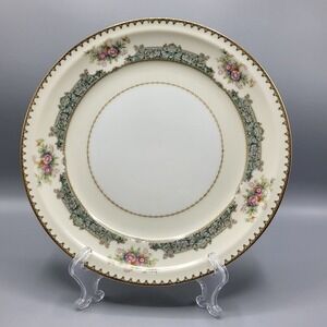 Vintage Meito Dexter China Ivory Dinner Plate With Floral & Gold Trim 10" Japan